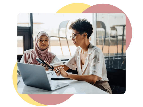 Two women in the office working